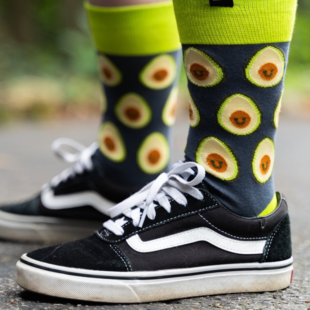 First Watch Brunch Footies Avocado Print Socks Green Novelty Food Theme NWT
